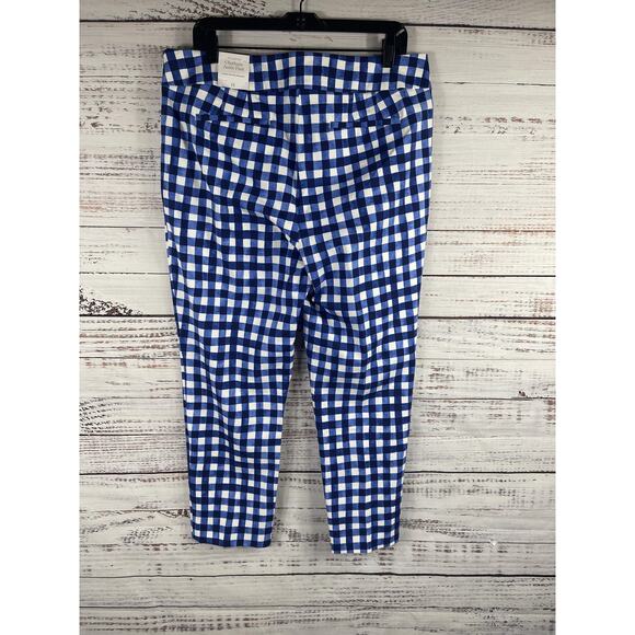 Talbots Pants Women's 14 Blue White Chatham Ankle Gingham Check Slim Leg Stretch - Picture 10 of 12